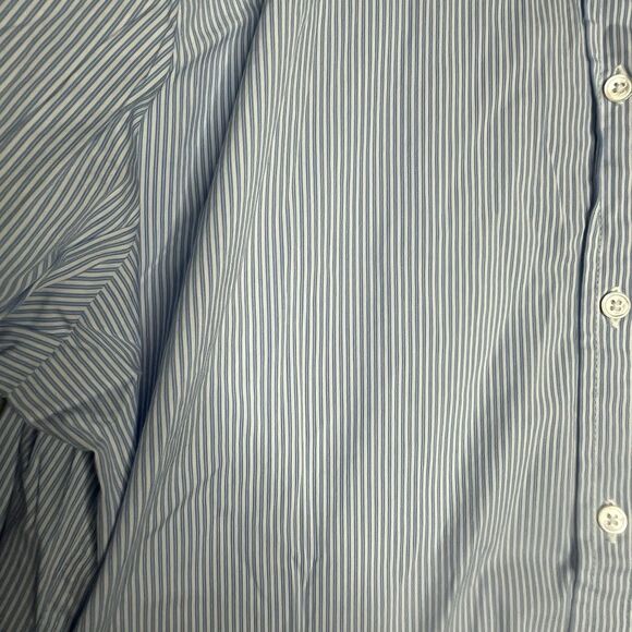 J Jill Blue White  Stripes Long Sleeve Button Front Stretch Shirt Women’s Size L - Picture 2 of 5